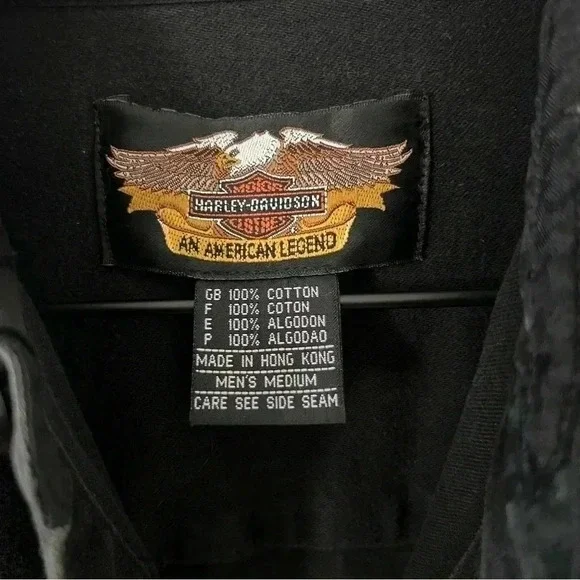 Mens Harley Davidson Black Button Up - Picture 4 of 5